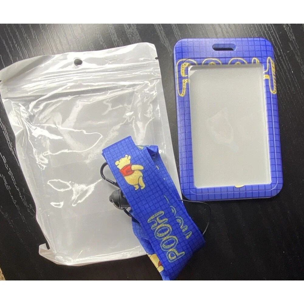 Winnie the Pooh Blue Plastic ID Badge Holder Case